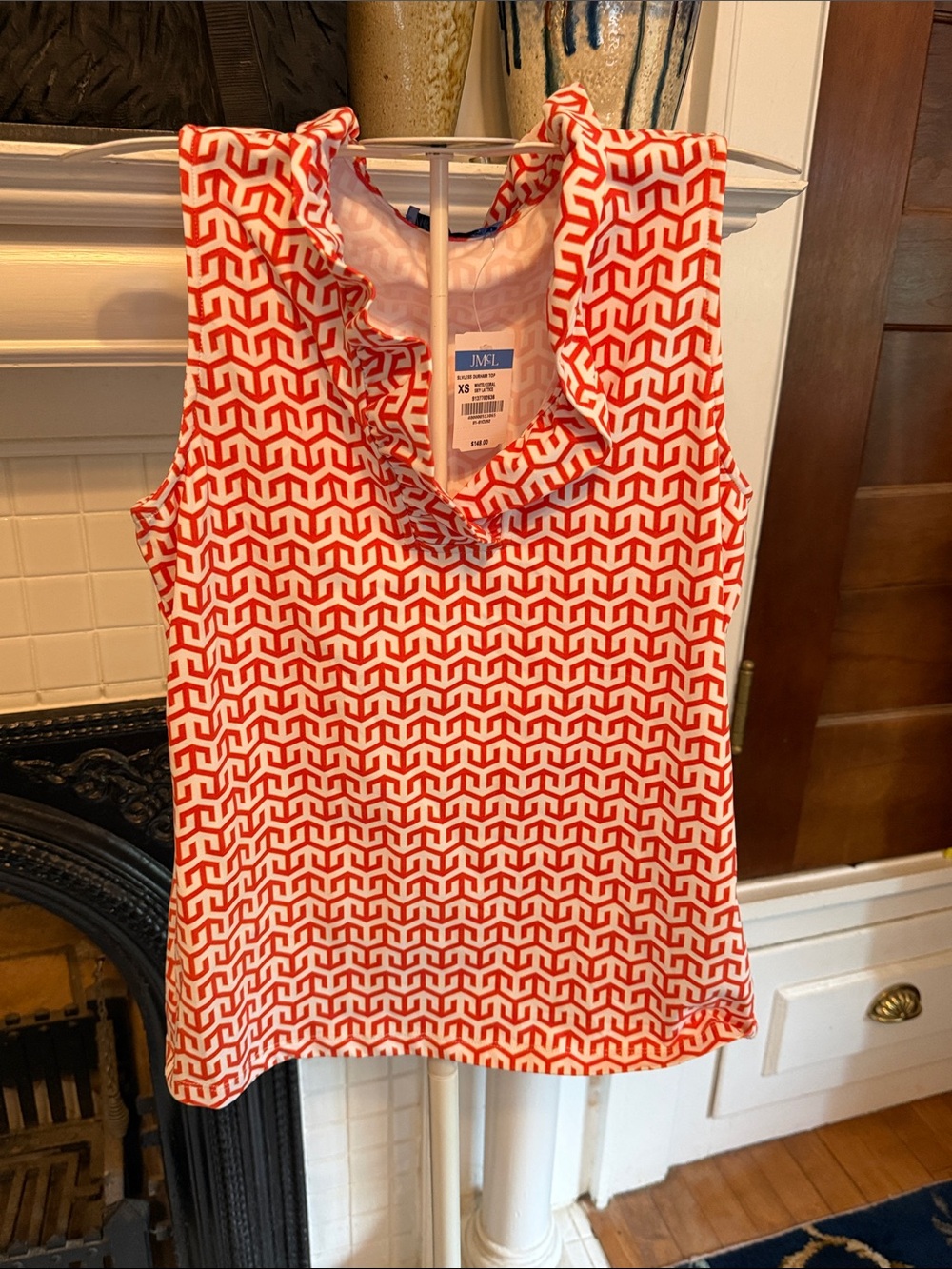 J.McLaughlin Durham  Ruffle-Trim‎ Sleeveless top- NWT- retail 148